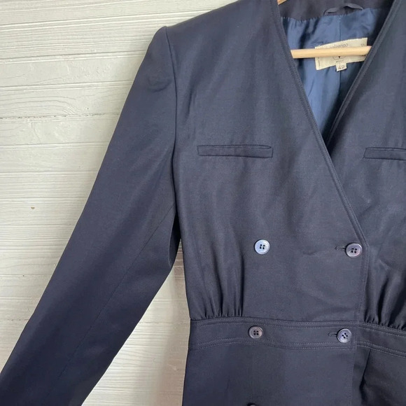 Vintage Valentino Miss V Women's Double-Breasted Blazer Navy Blue Size 42 Wool - Picture 3 of 16